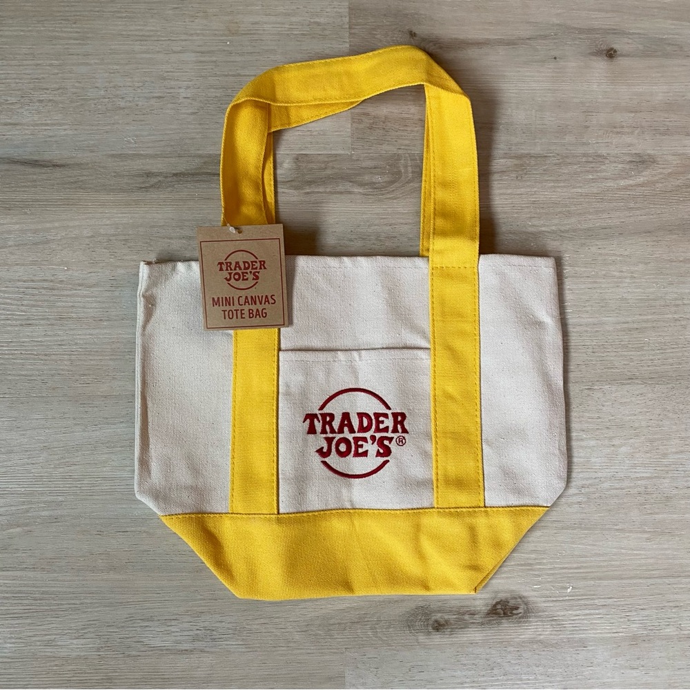 NEW Trader Joe's Mini Canvas Tote Bag - Yellow